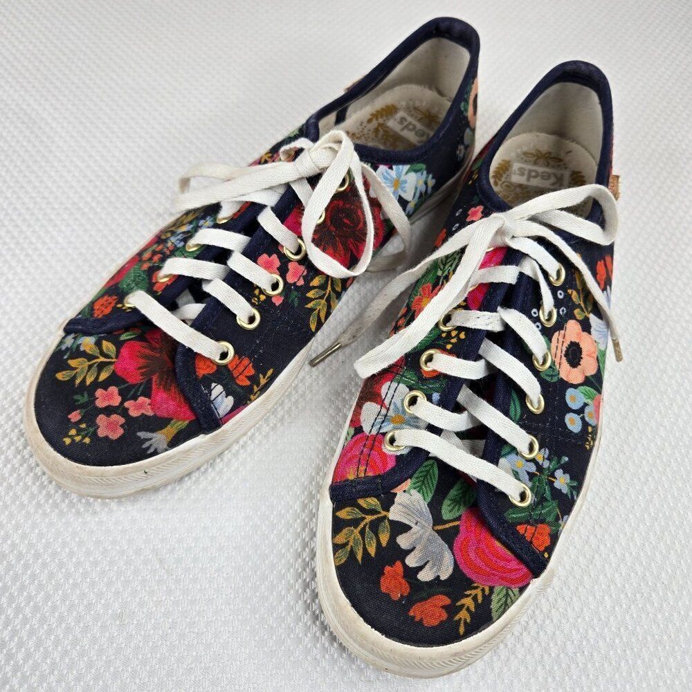 Keds rifle Paper Co Wild Rose Sneakers Tennis Shoes Lace Up Womens Size 8